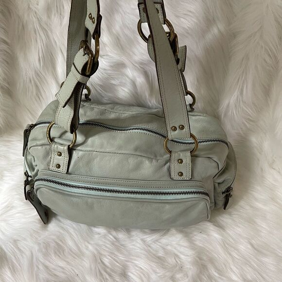 Toscani made in Italy leather pale green shoulder bag rustic gold tone H… - Picture 2 of 12